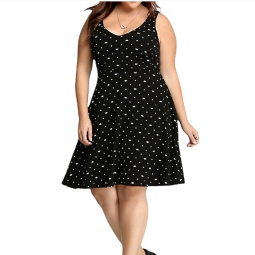 Torrid Black Cat & Polka Dot Skater Dress - Torrid Size 2